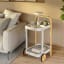 Umbra Bellwood Serving Cart - White & Natural In A living room setting 