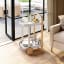 Umbra Bellwood Serving Cart - White & Natural In A living room setting 