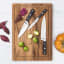 Wolstead Calibre Prep Knives, Set of 3 with veggies on a chopping board 