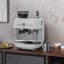 Smeg Retro Manual Espresso Coffee Machine with Grinder - White on the table