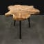 H & S Collection Teak Wood Side Table on tiled floor