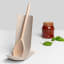 Blim Plus Stand Ladle Rest - Moka Grey with a wooden spoon