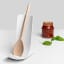 Blim Plus Stand Ladle Rest - Arctic White with a wooden spoon