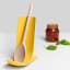 Blim Plus Stand Ladle Rest - Desert Medium with a wooden spoon