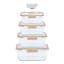 Pebbly Rectangular Glass Containers with Vacuum Pump, Set of 5