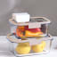 Pebbly Rectangular Glass Containers with Vacuum Pump, Set of 5 on the table with lemons