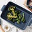 Maxwell & Williams Indulgence Rectangle Dish, 32cm - Slate Blue on table with veg