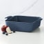 Maxwell & Williams Indulgence Square Dish, 24cm - Slate Blue scale next to apple