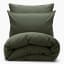 Thread Office Deep Green Washed Cotton Duvet Cover Set - Double