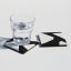Alkaline Chunky Terrazzo Square Coasters, Set of 2 - Black and White with a glass of water