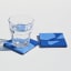 Alkaline Chunky Terrazzo Square Coasters, Set of 2 - Two-Tone Blue with a glass