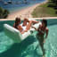 Sunnylife Luxe Lie-On Lounger Float - The Vacay Sage in a pool