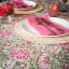 India Ink Honey Bunch Green Tablecloth  close up