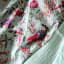 India Ink Aqua Bird of Paradise Kantha Stitched Throw - Double detail