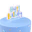 PME Multicolour Happy Birthday Candle - Blue detail on a cake