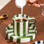Nicolson Russell Chelsea Striped Cup & Plate, Set of 2 - Green  with coffee