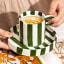 Nicolson Russell Chelsea Striped Cup & Plate, Set of 2 - Green  with coffee
