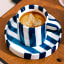 Nicolson Russell Chelsea Striped Cup & Plate, Set of 2 - Blue with coffee