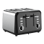 Swan Townhouse Stainless Steel 4-Slice Toaster, 1850W - Black