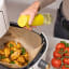 Zuutii Oil Sprayer, 170ml - Light Lemon with food in an airfryer