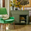 Popstrukt Bon Bon Buddy Sideboard - Moss Grey with vases and candles