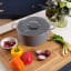 Laura Ashley Non-Stick Casserole Pot With Glass Lid, 28cm - Dark Slate with veggies