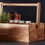 HOLM Acacia Wood Utility Caddy with spices and sauce
