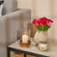 Thread Office Pillar Candle Holder with Glass Cover on side table with vases