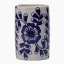 Thread Office Blue Floral Ceramic Toothbrush Holder Front View 