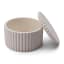 Alkaline Round Ribbed Storage Container with Lid - Snow White with open lid 
