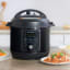 Instant Easy Pot Duo 8-in-1 Smart Cooker, 6L on the table with food