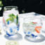 Ngwenya Glass Flecked Organic Short Indented Tumblers, Set of 4 - Blue on the table