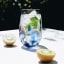 Ngwenya Glass Flecked Organic Highball Tumblers, Set of 4 - Blue on the table