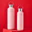 Le Creuset On The Go Vacuum-Insulated Stainless Steel Bottle, 500ml - Shell Pink with a 1L bottle