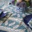 India Ink Mandala Blue Tablecloth - 6 Seater on the table