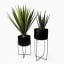 Thread Office Black Metal Standing Planter - Tall and short with plants