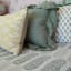 India Ink Green Tonal Paisley Kantha Stitched Throw - Double detail on the bed
