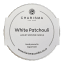 Charisma Candles White Patchouli Scented Filled Ribbed Ceramic Candle, 300g packaging