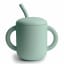 Mushie Silicone Training Cup with Straw, 175ml - Cambridge Blue