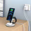Choetech Fast Wireless 3-in-1 Charger, 15W on a desk