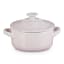 Le Creuset Jardin Relief Round Mini Stoneware Cocotte, 10cm - Shell Pink angle