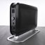 Mill Instant LED Portable Black Heater, 2000W on laminated flooring