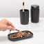 Brabantia ReNew Bathroom Accessory Set, 3-Piece - Dark Grey with a toothbrush and beads