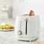 Swan Fjord Electronic 2-Slice Toaster, 800W - White with bread on the kitchen counter