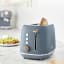 Swan Fjord Electronic 2-Slice Toaster, 800W - Grey with bread on the kitchen counter