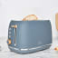 Swan Fjord Electronic 2-Slice Toaster, 800W - Grey with bread on the kitchen counter