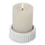 Alkaline Chunky Ribbed Pillar Candle Holder - Snow White with candle