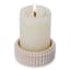 Alkaline Chunky Ribbed Pillar Candle Holder - Sand with candle