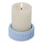 Alkaline Chunky Ribbed Pillar Candle Holder - Ice Blue with candle