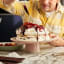Jamie Oliver Big Love Stoneware Showstopper Stand, 31cm with cake and dressing